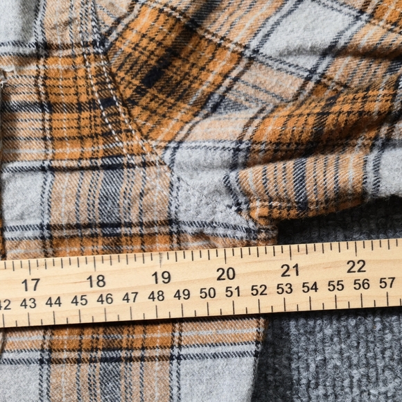 Men’s Orange/Gray Flannel Shirt By Raw Yarn Industries Size Large - Picture 11 of 13